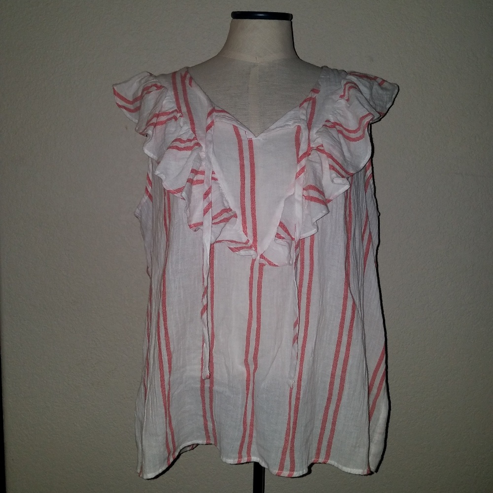 Universal Thread Ruffle Bib Top Red Striped XL - Picture 2 of 8